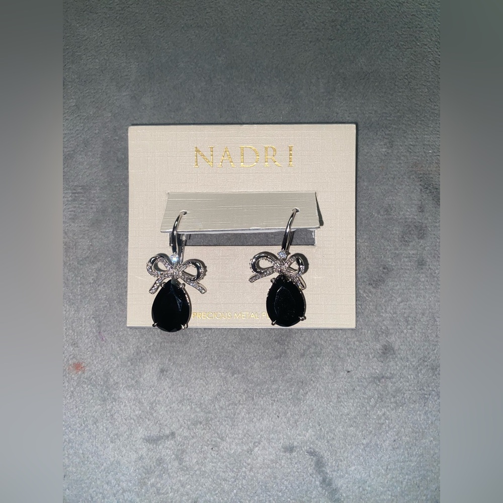 BNWT Nadri Macaron Cubic Zirconia Pear Bow Drop Earrings
